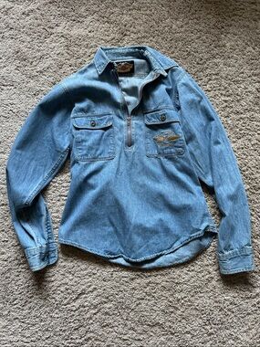 Harley-Davidson Light Blue Denim Pullover with Embroidered Patch